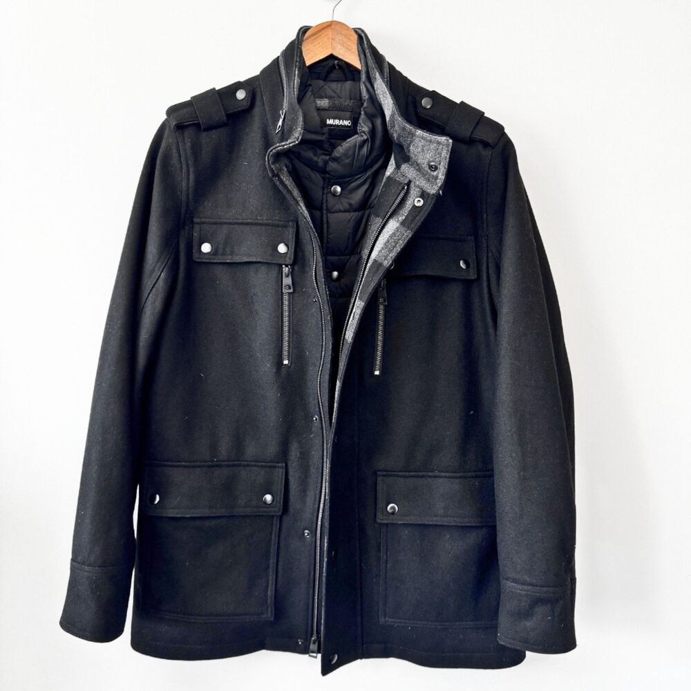 Murano Men's Black Wool Jacket Size Large